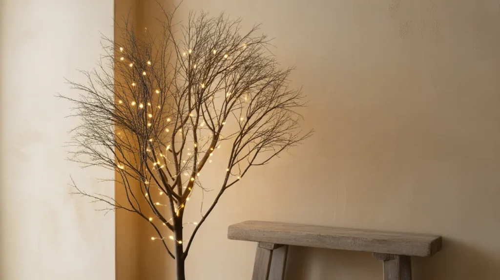 Luxe gold-decorated Christmas tree with coordinated presents styled for the holidays on yourselflovehub.com.