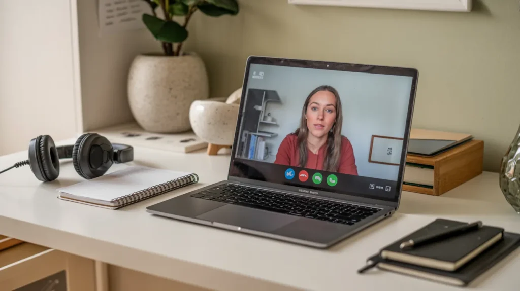 A warm tutoring desk setup designed for yourselflovehub.com’s online teaching section.