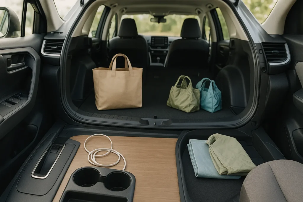 A clutter-free car interior with only daily essentials, inspired by weekend reset ideas from yourselflovehub.com.