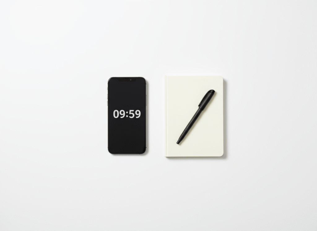 simple 60 second method for night journal prompts with a timer and notebook
