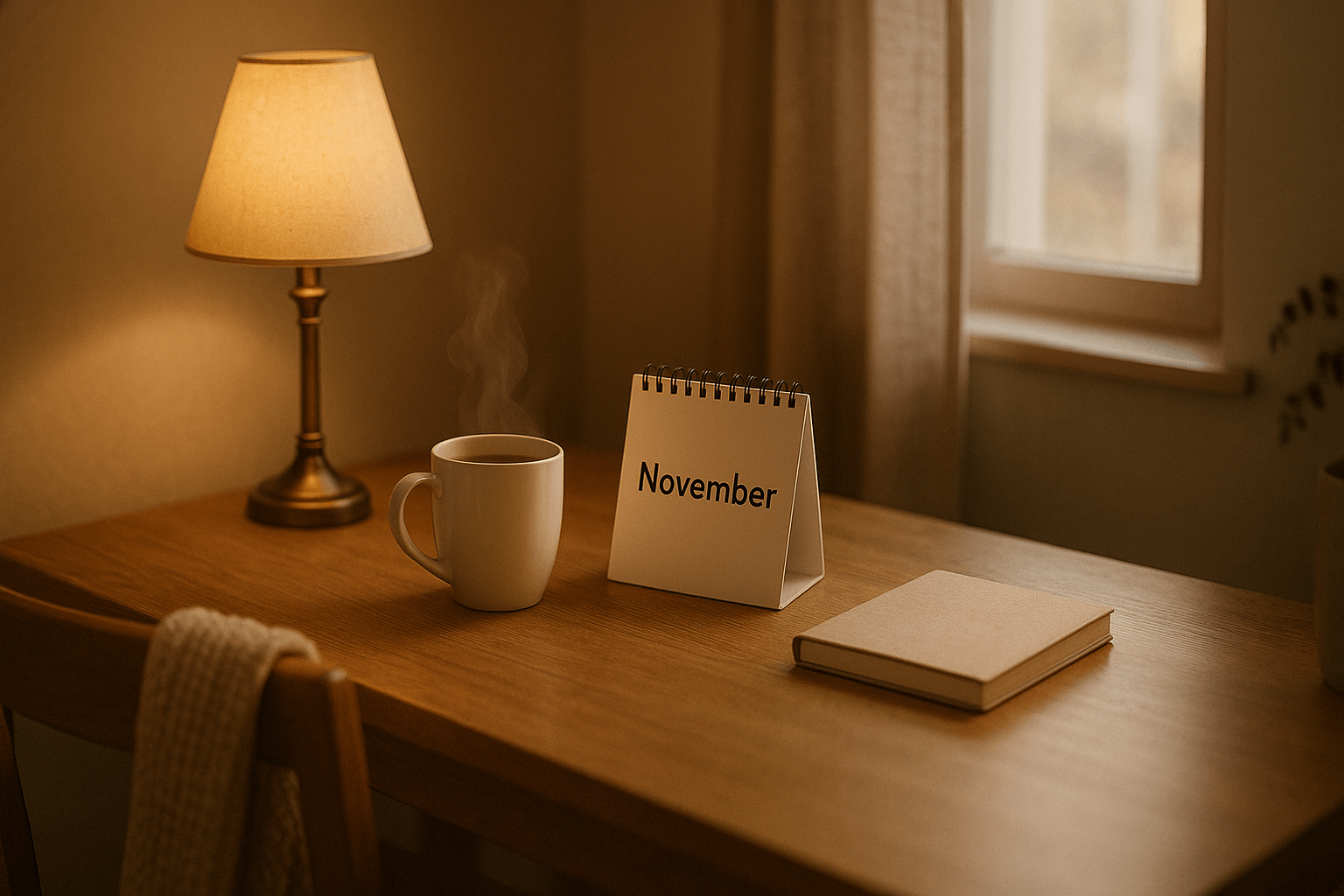 cozy November desk scene introducing emotional growth challenges at home