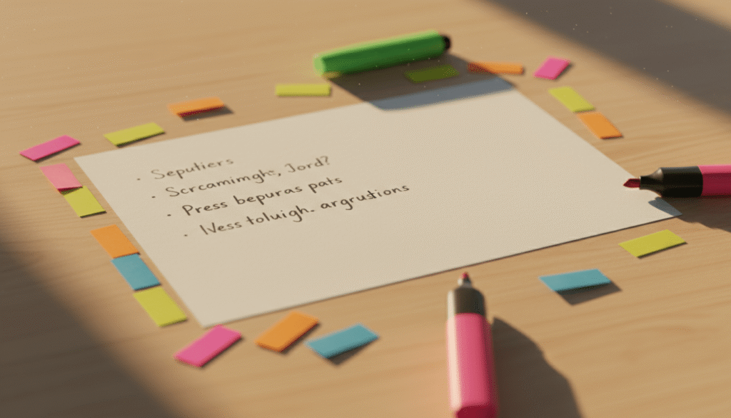 night journal prompts list grouped by mood on a neatly arranged page