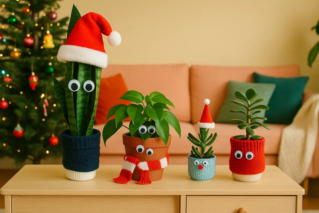  yourselflovehub.com Christmas houseplant decorations