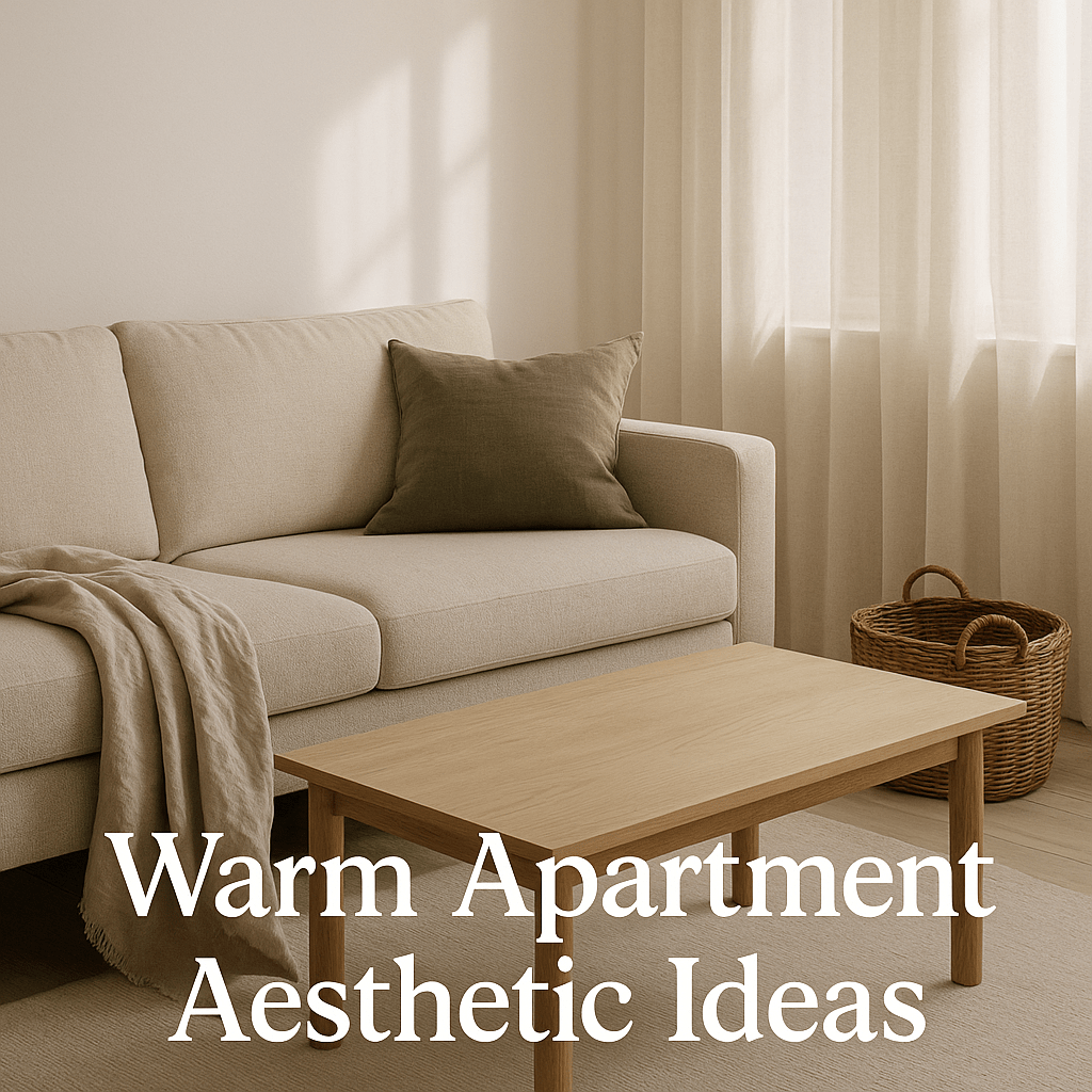 warm apartment aesthetic ideas in a cozy living room with layered textiles