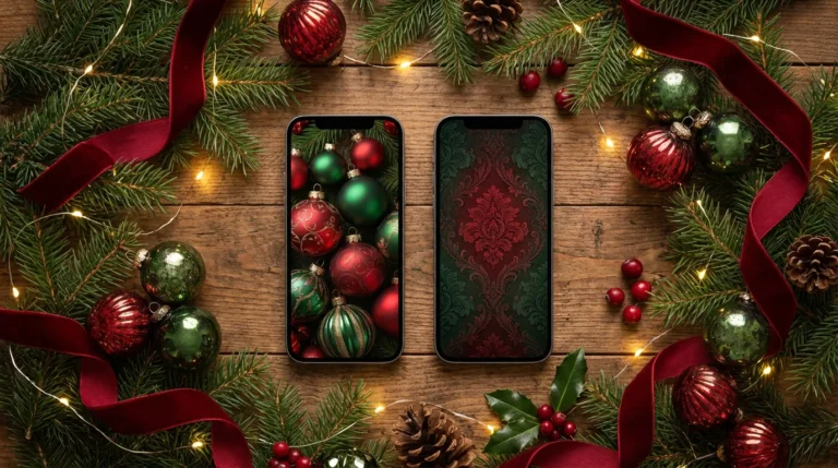 Featured image showing Classic Red and Green Christmas Phone Wallpaper Ideas