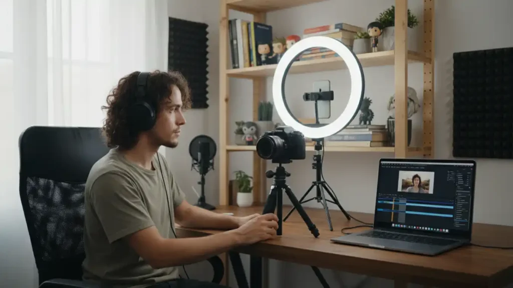 “YouTube creator building a channel as how to make $100 a day passively”