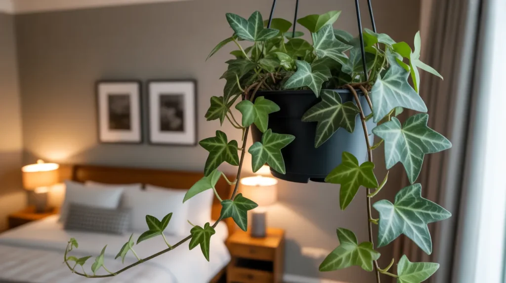 English ivy in bedroom reducing mold spores and improving respiratory health"