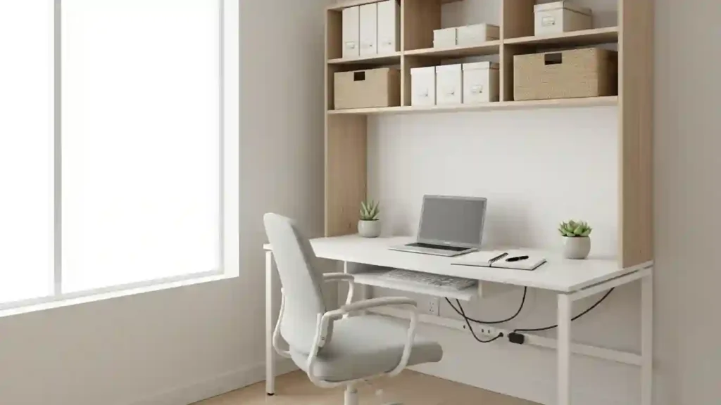 spring decluttering clean home office workspace