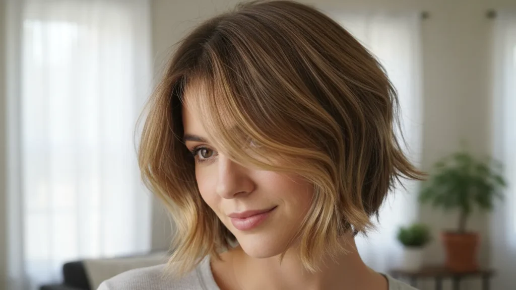 Feathered short hair with honey brown balayage for soft flowing movement — YourselfLoveHub.com