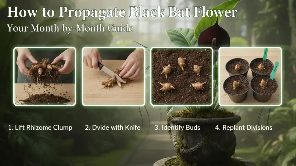 Yourself Love Hub step by step black bat flower propagation from rhizomes