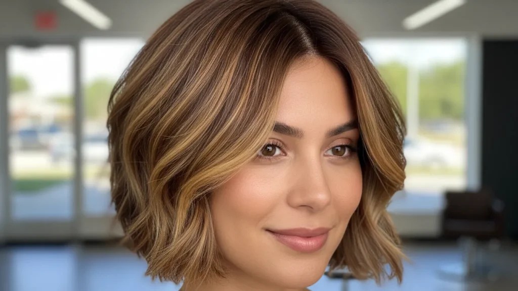 Warm honey brown balayage on short hair with golden amber glow — YourselfLoveHub.com