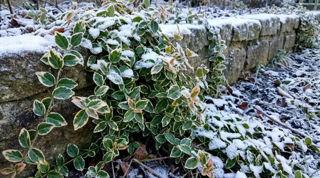 Best clinging vines wintercreeper variegated leaves staying green in snow