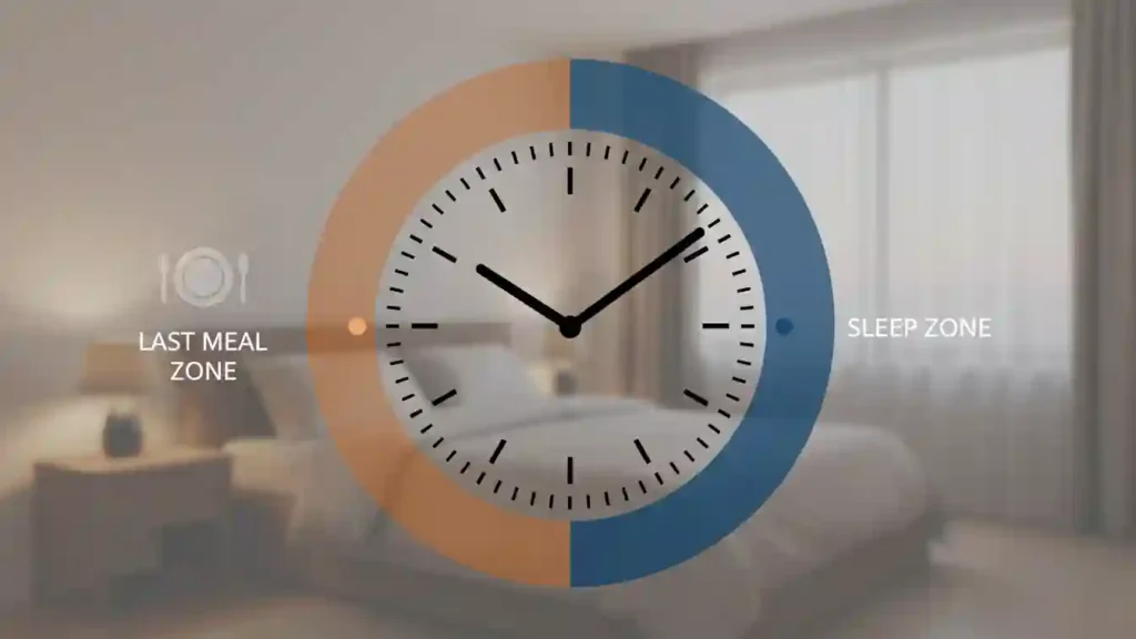 worst snacks to eat before bed timing guide showing three hour window before sleep with last meal earlier in evening