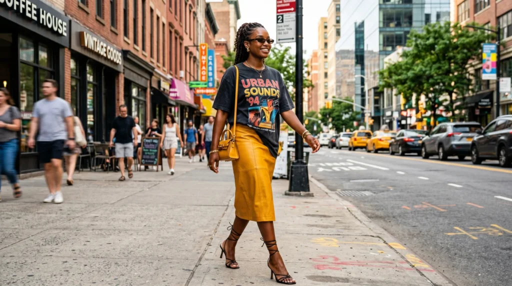 woman in Bold Color Meets Graphic Cool showing one of the Trendy Summer Outfits for Black Woman 2026 Street Style Ideas That Actually Work