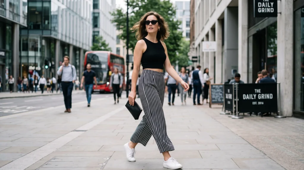 a woman wearing summer crop top outfits for women 2026 trendy looks